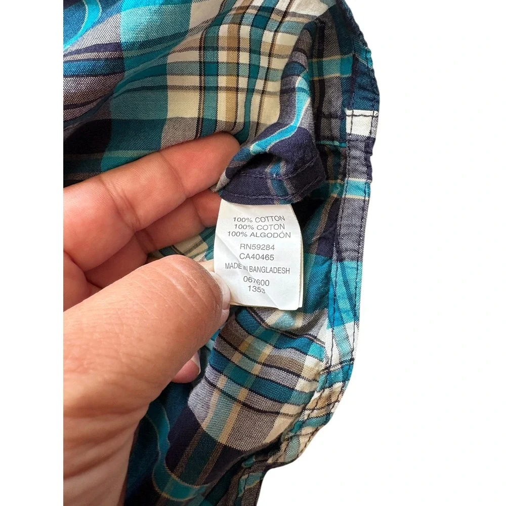 The Children's Place Boys‎ Plaid Button Down Shirt Size 7/8 M Blue Short Sleeve